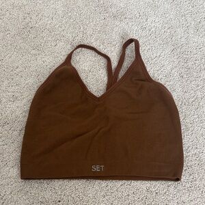 Set Active Brown Long Line Bra/Tank Top